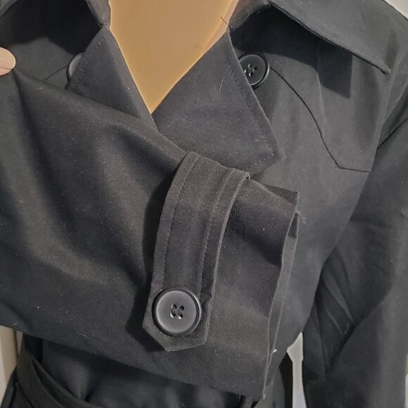 Wantdo Trench Coat Women's Size XL Black Double Breasted Belted - Picture 4 of 10